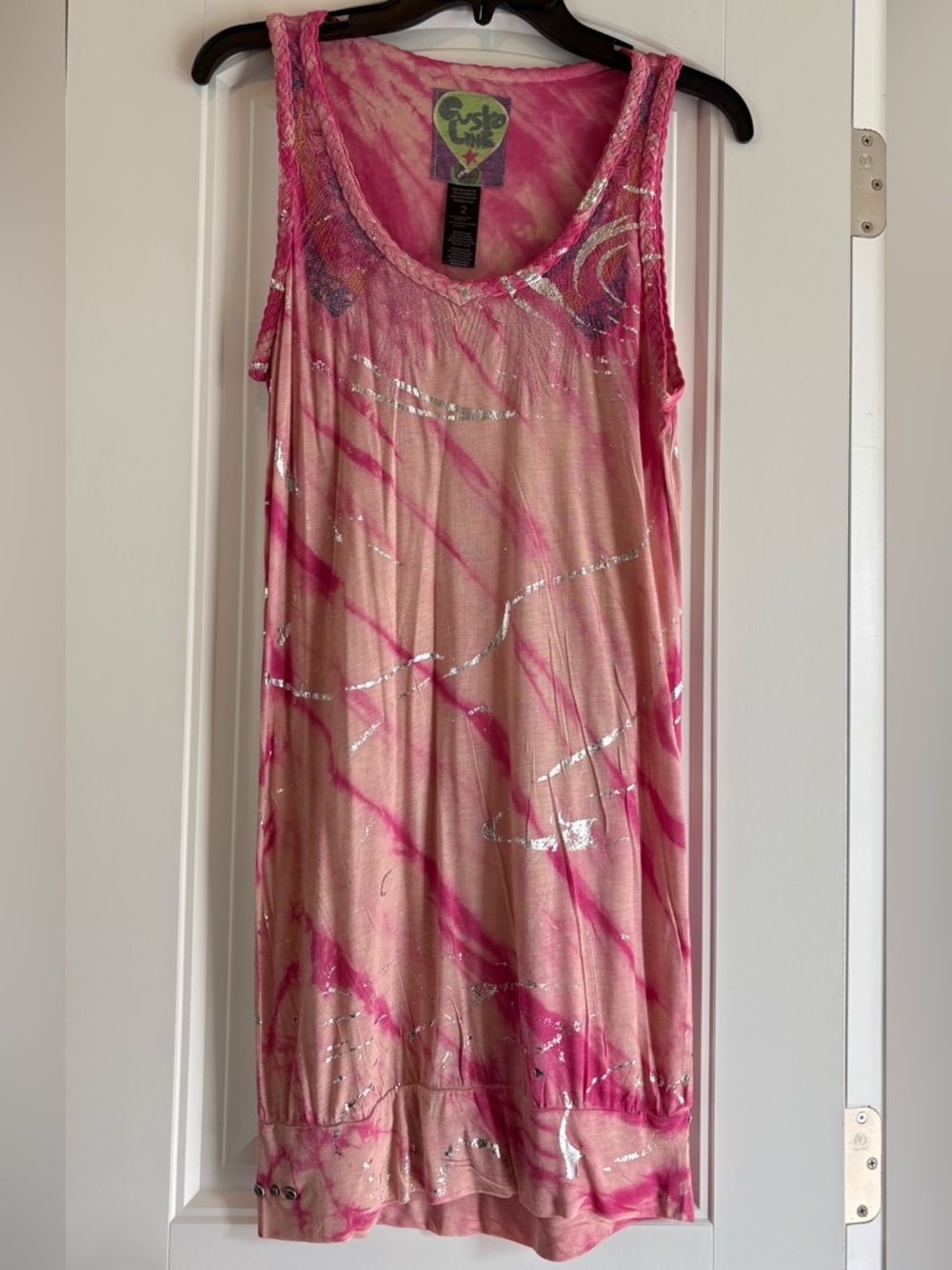 Custo Barcelona Pink Tie-Dye Tank Dress
